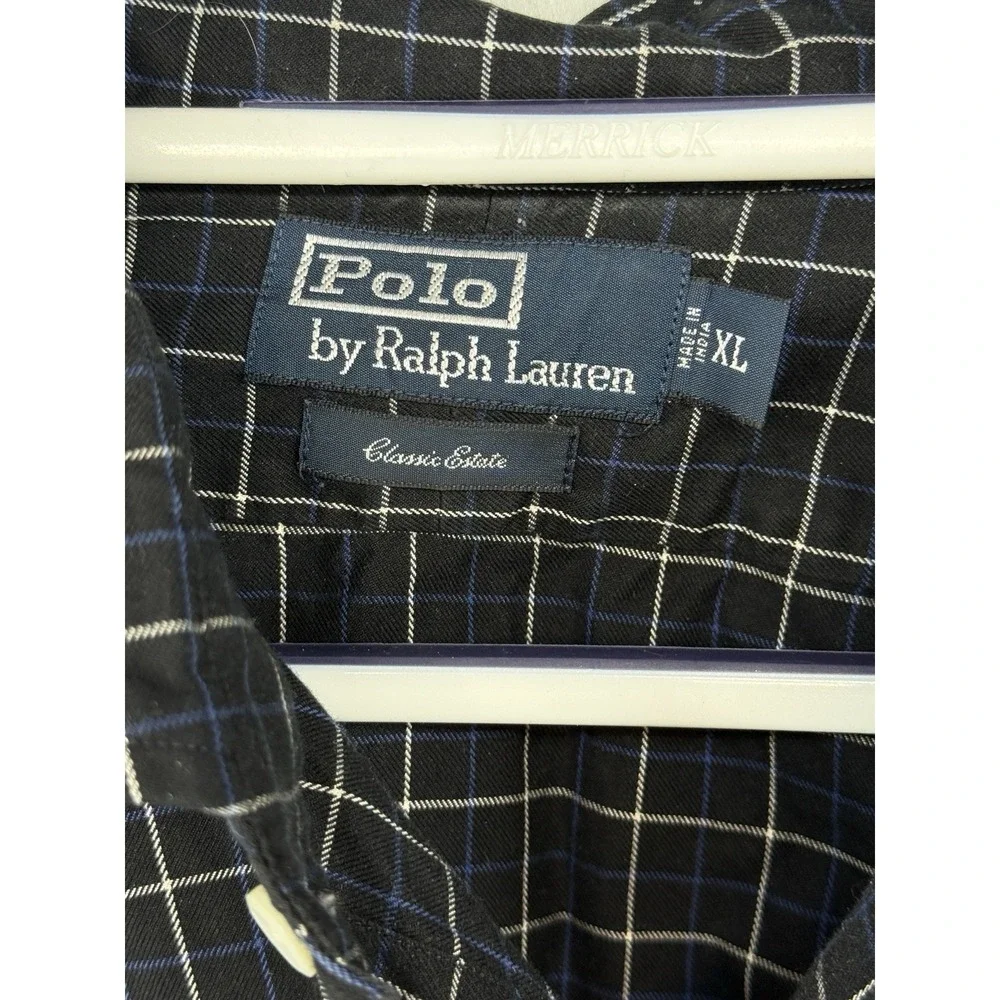 Vintage Polo Ralph Lauren Men's Classic Estate Black White Plaid Button Up Sz XL - Picture 2 of 5